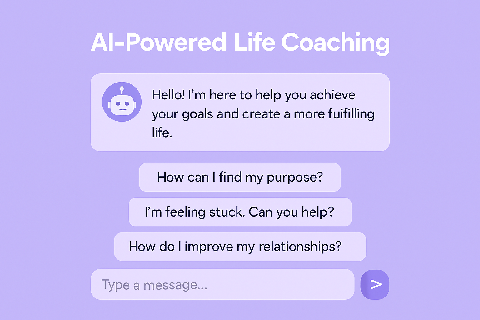 AI-powered life coaching chatbot interface