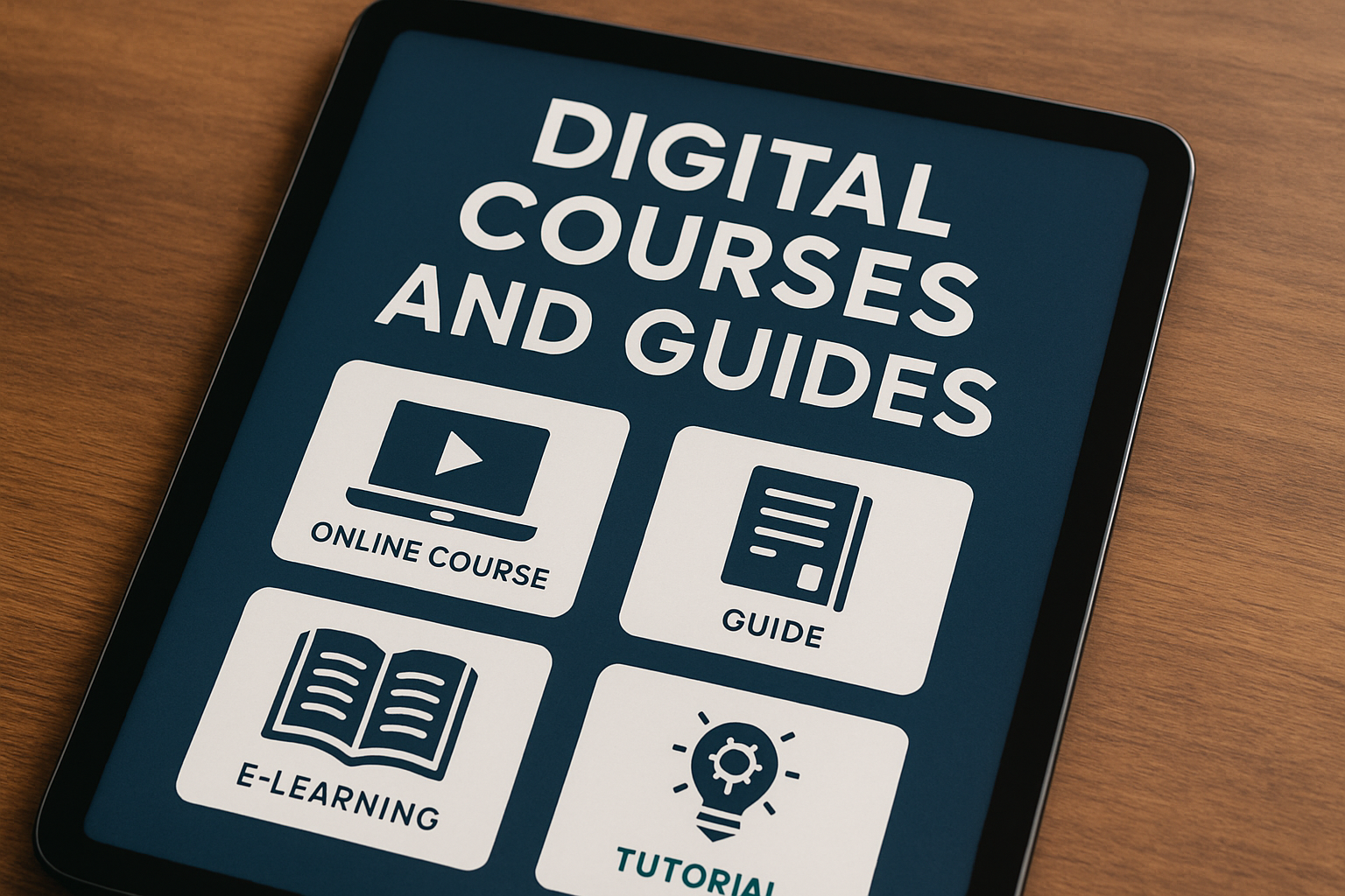 Digital courses and guides on a tablet